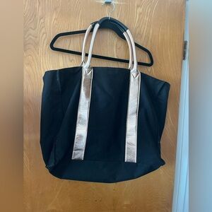 Victoria's Secret Black XL Tote with rose Gold Straps